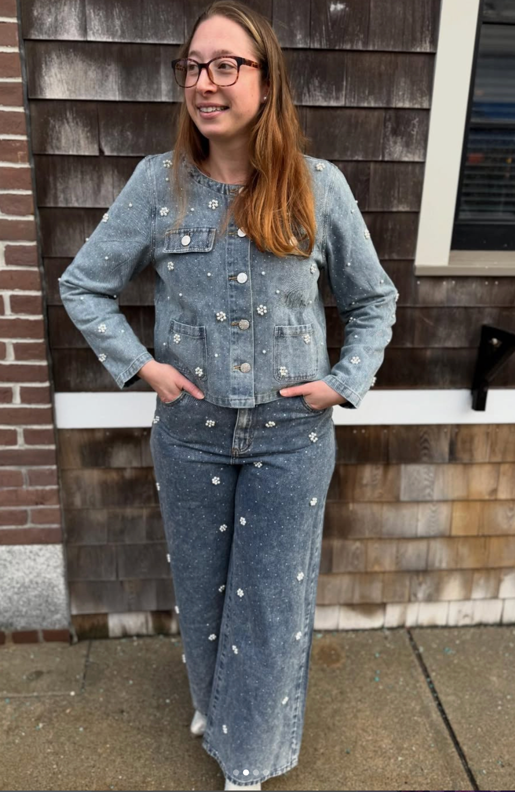 Pearl Petal Denim Jacket