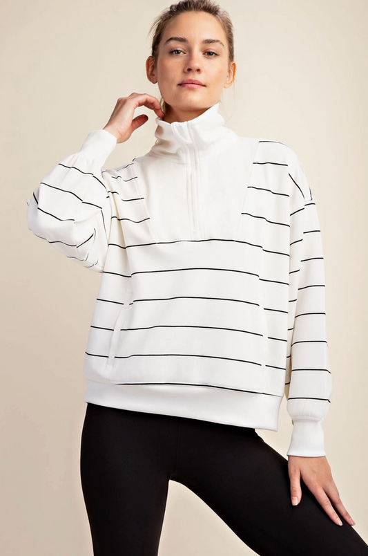 Butter Soft: Scuba Stripe Quarter Zip Top PRE ORDER