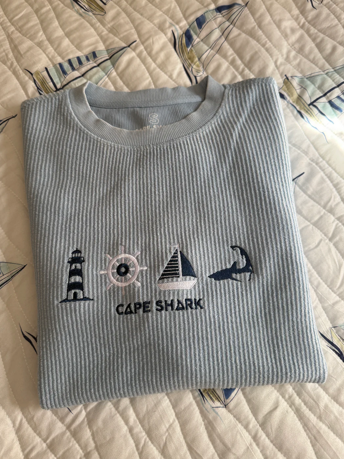 Coastal Icons - Unisex Light Blue Corduroy Crewneck