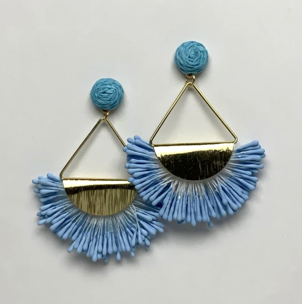 Blue Featherlight Triangle Drop Earrings