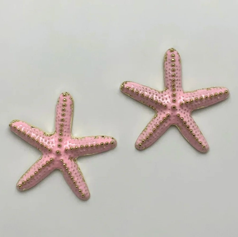 Pink Starfish Statement Earrings