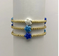 Blue & Gold Beaded Flower Bracelet