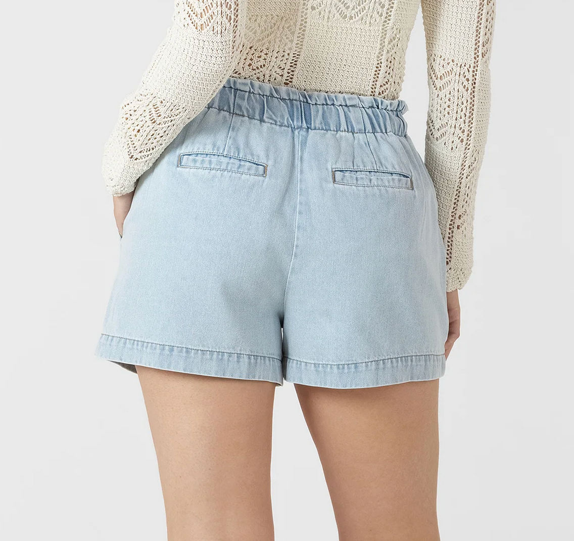 Drawstring Denim Shorts: Light wash