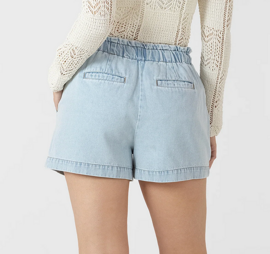 Drawstring Denim Shorts: Light wash