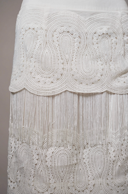 Lace Fringe Tiered Maxi Skirt