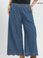 Chambray Scalloped Hem Pants