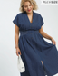 Pinstripe Smocked Waist Button-Front Midi Dress