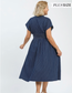 Pinstripe Smocked Waist Button-Front Midi Dress