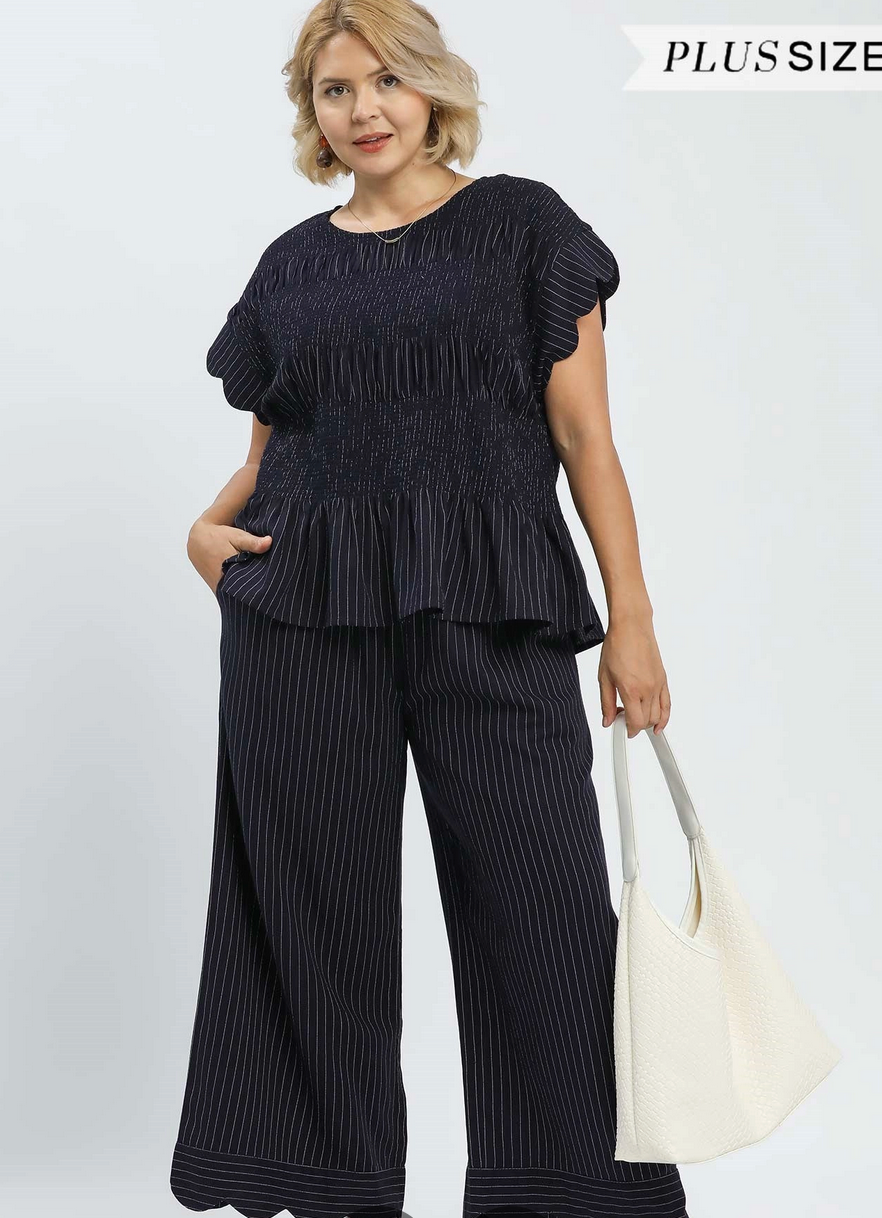 Pinstripe Wide Leg Pants