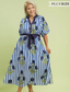Striped Floral Maxi Dress with Waist Tie