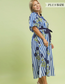 Striped Floral Maxi Dress with Waist Tie