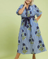 Striped Floral Maxi Dress with Waist Tie