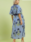Striped Floral Maxi Dress with Waist Tie