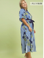 Striped Floral Maxi Dress with Waist Tie