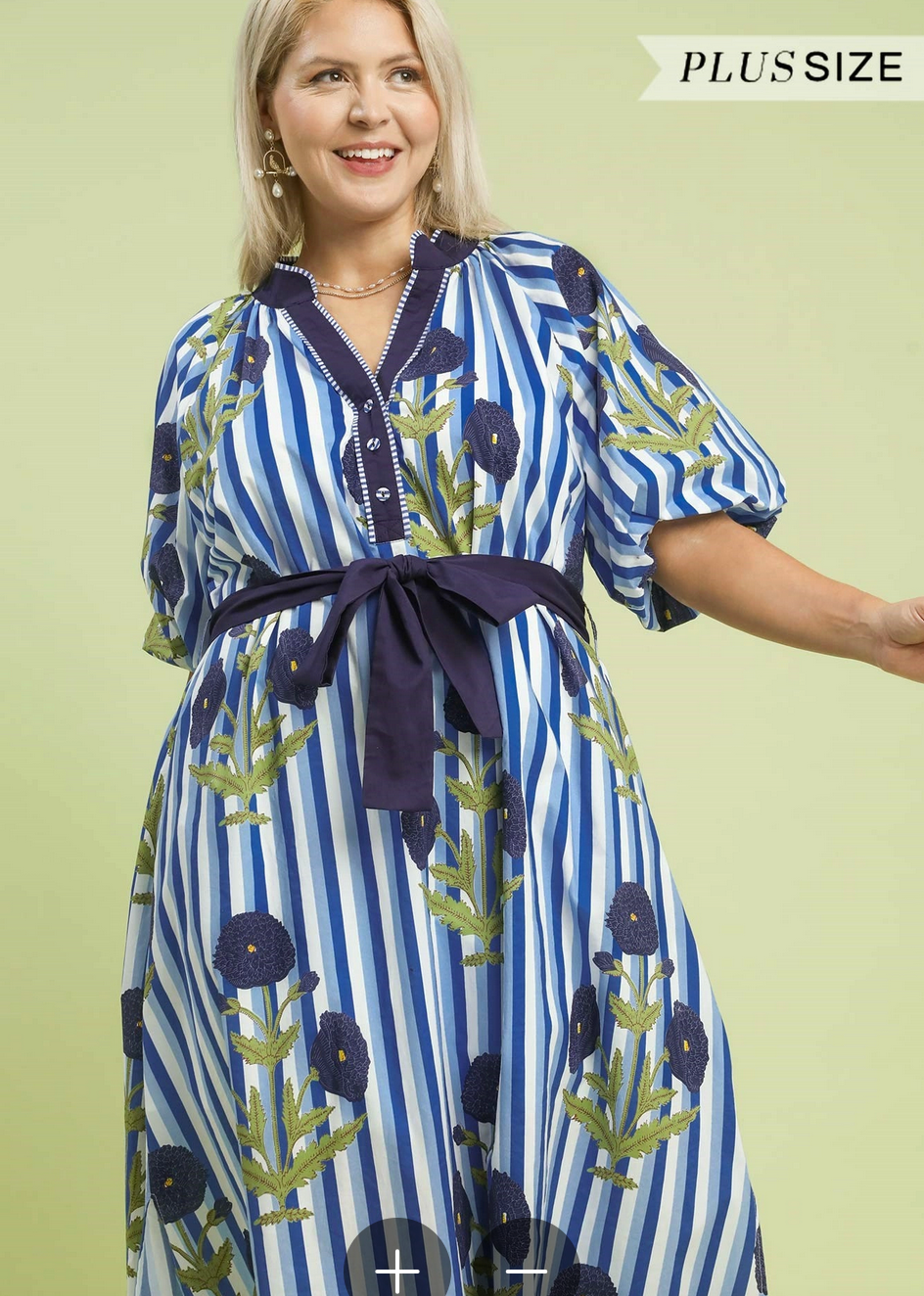 Striped Floral Maxi Dress with Waist Tie