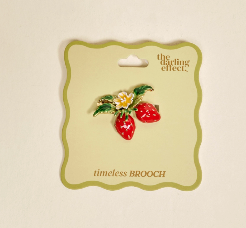 Timeless Brooch-Strawberry Duo