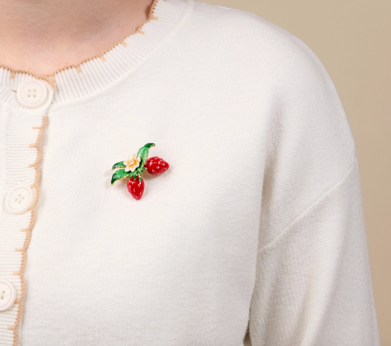 Timeless Brooch-Strawberry Duo