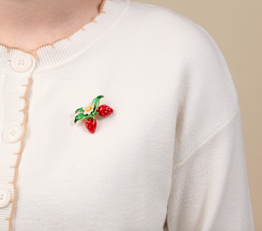 Timeless Brooch-Strawberry Duo