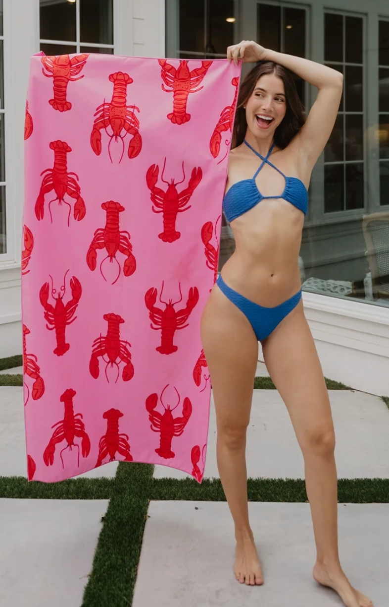 Quick Dry Reversible Towel: Lobsters