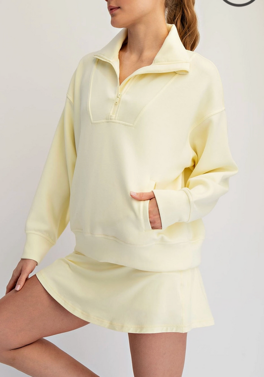 Butter Soft: Quarter zip with Hood: Color Butter Yellow