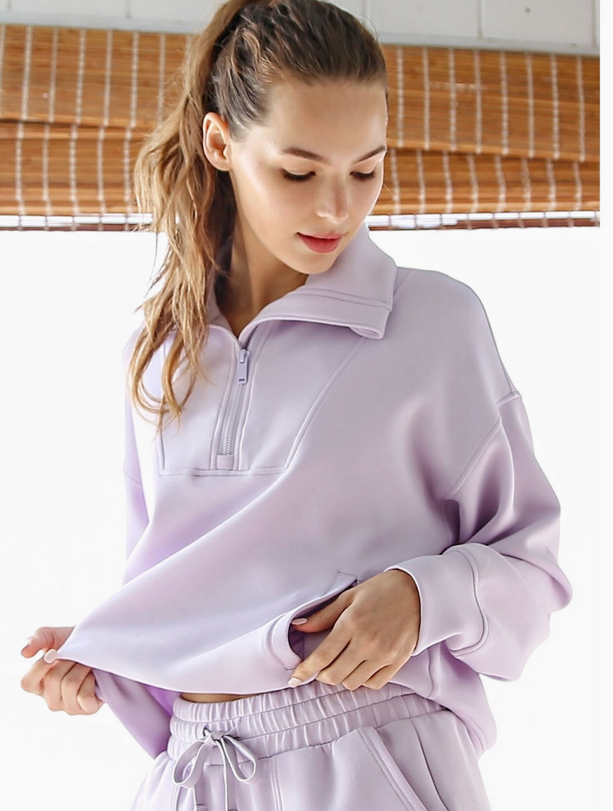 Butter Soft: Quarter zip with Hood: Lilac