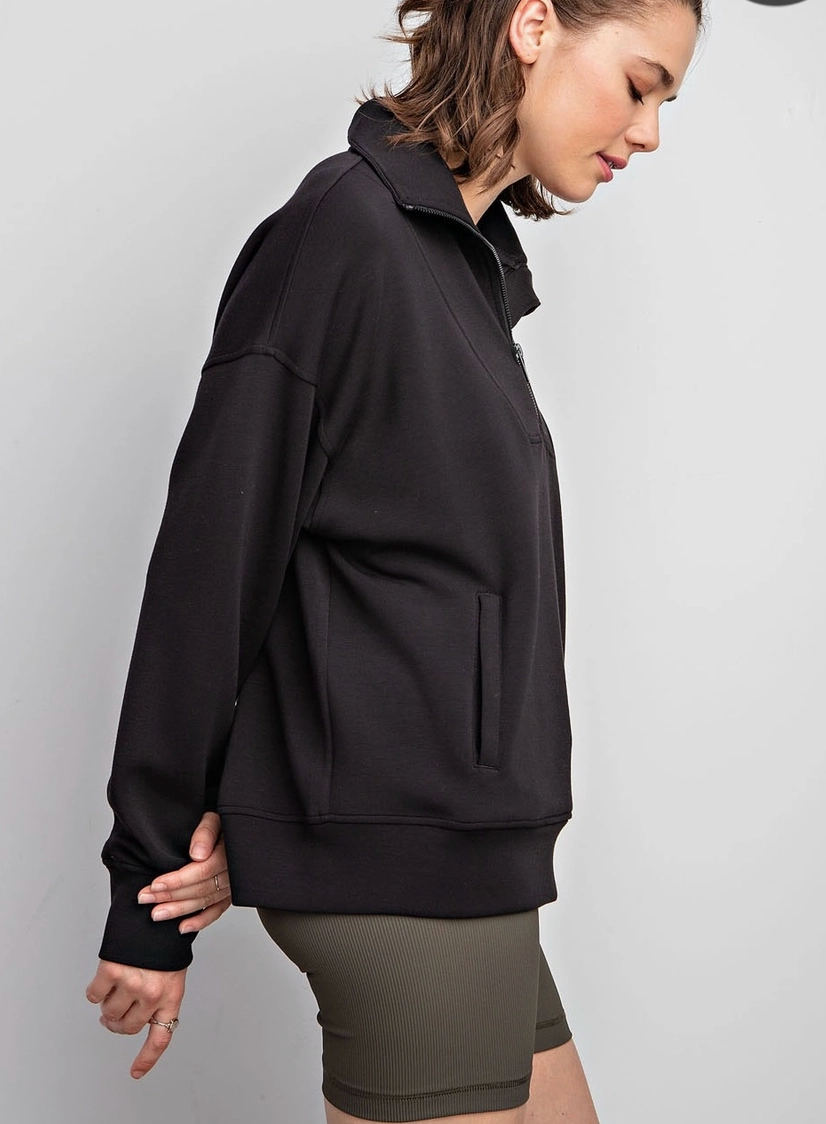 Butter Soft: Quarter zip : Black
