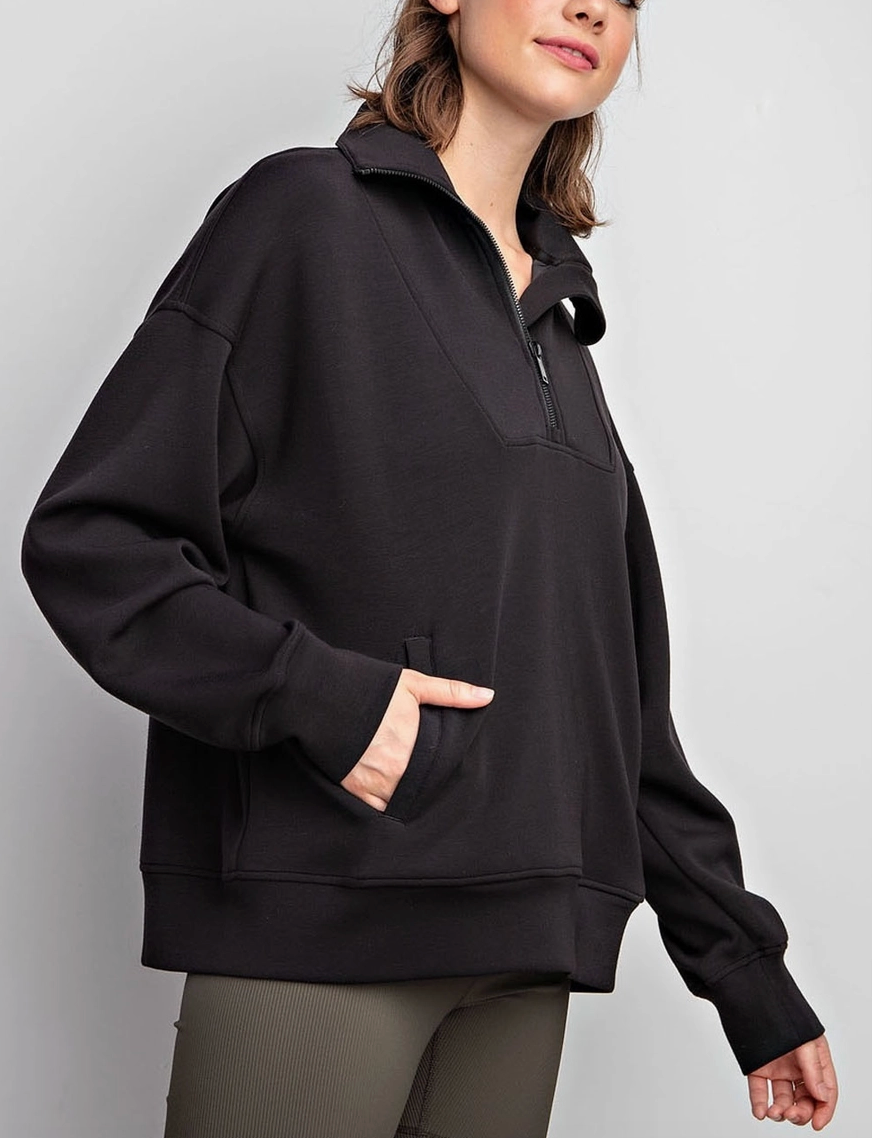 Butter Soft: Quarter zip : Black