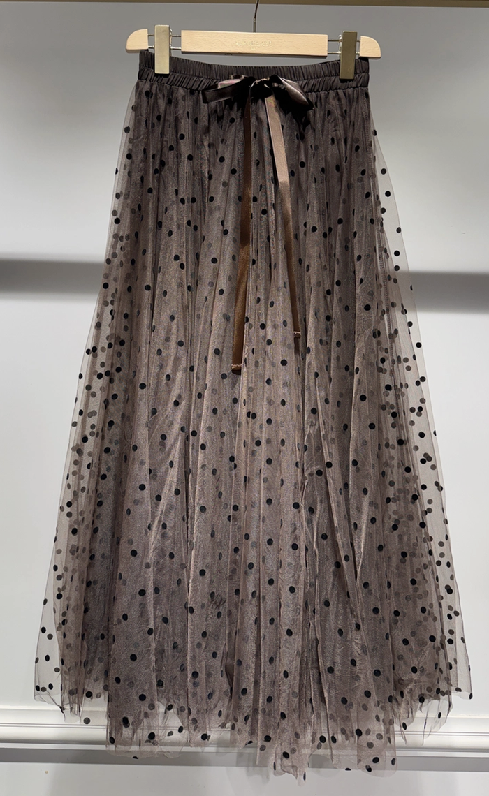 Aria tulle skirt with large polka dots brown