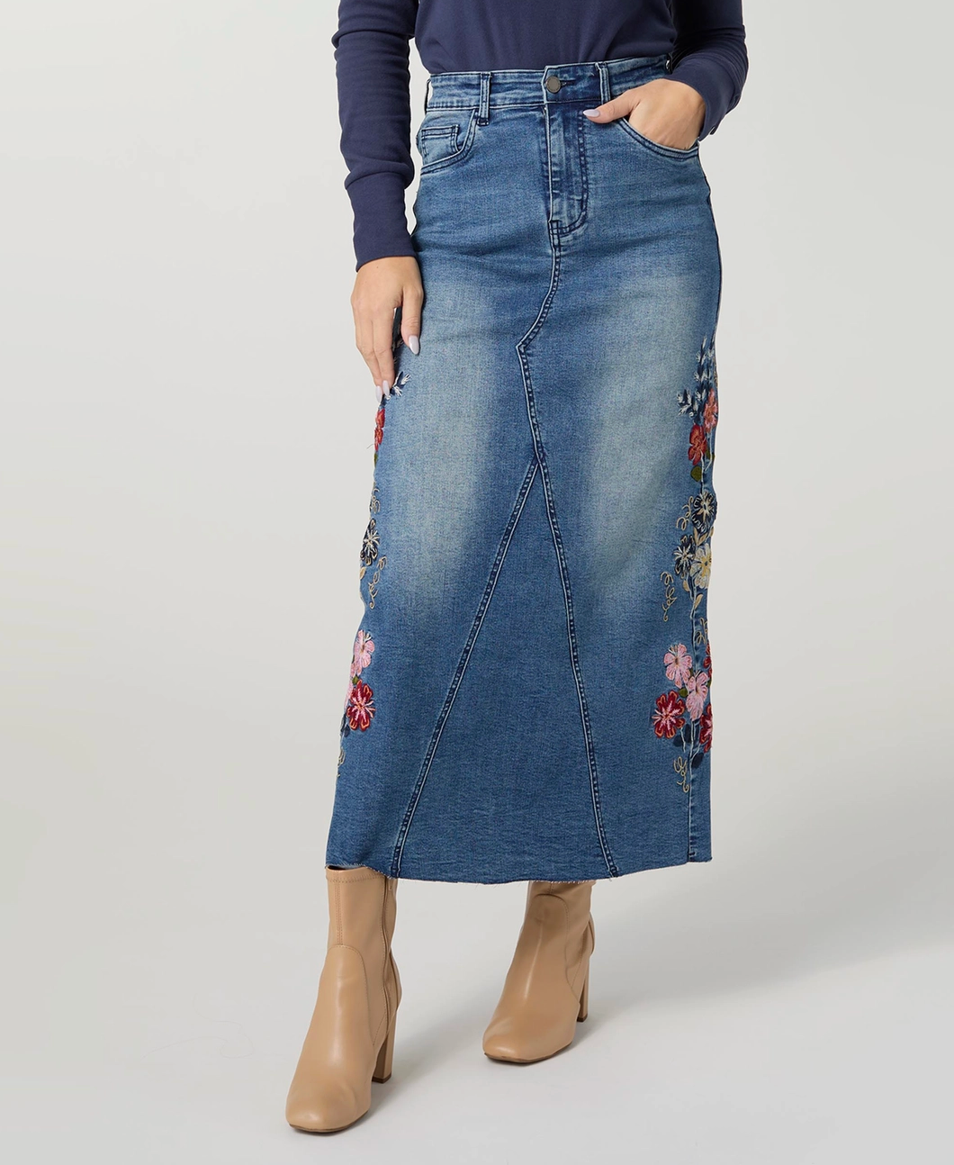 The Wildflower Denim Maxi: Pre Order