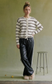 Sripe Stitch Drawstring Cardigan