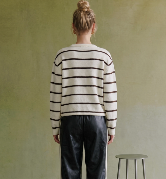 Sripe Stitch Drawstring Cardigan