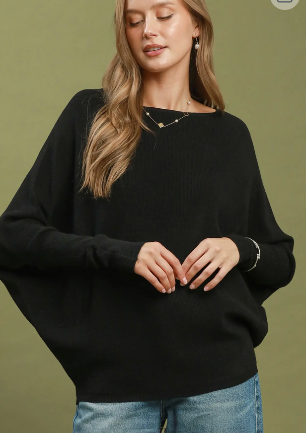 Dolman Dream Sweater: Black