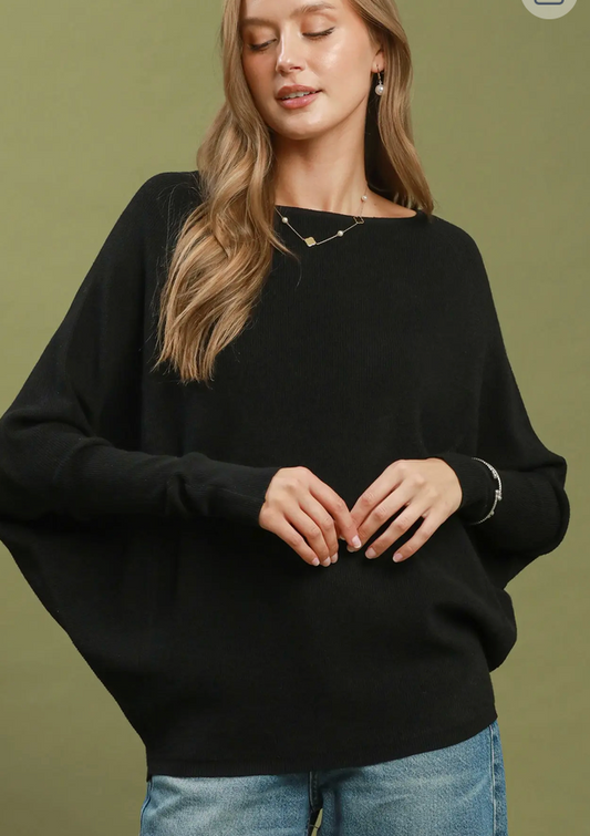 Dolman Dream Sweater: Black