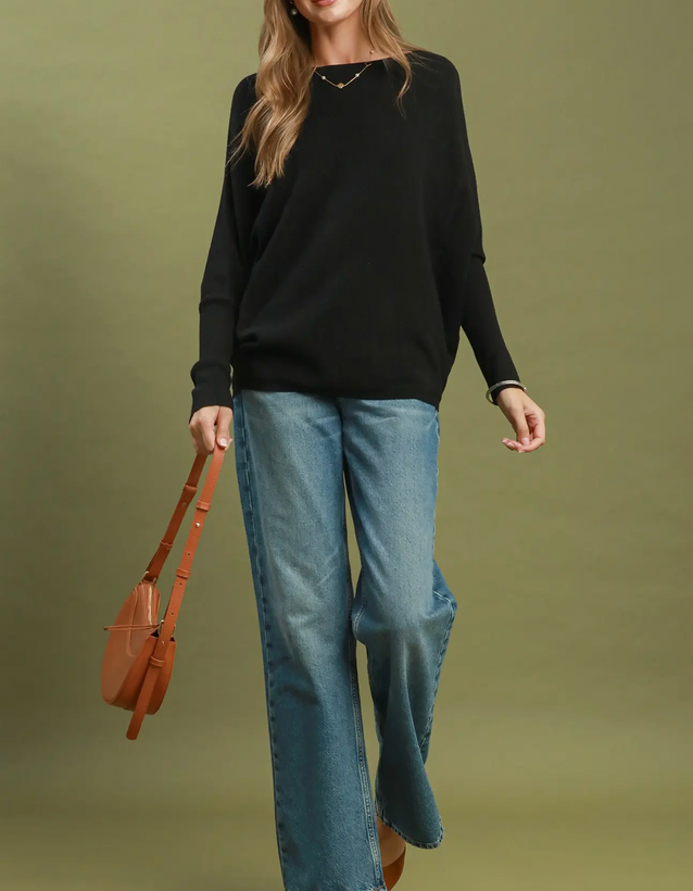 Dolman Dream Sweater: Black