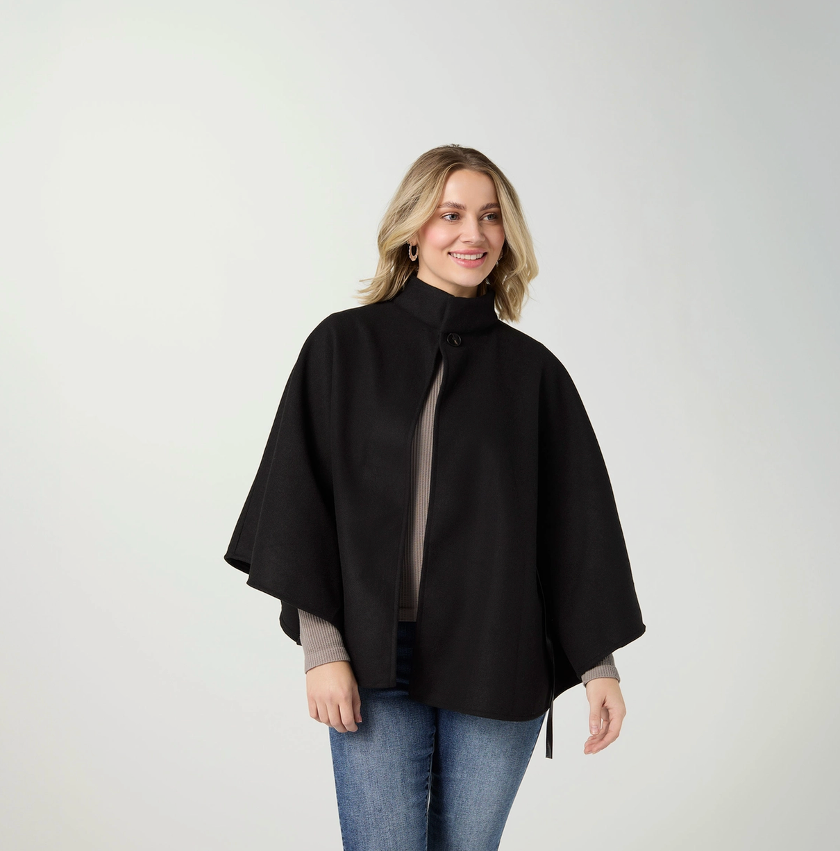 Juliet Faux Wool Wrap with Leather Tie