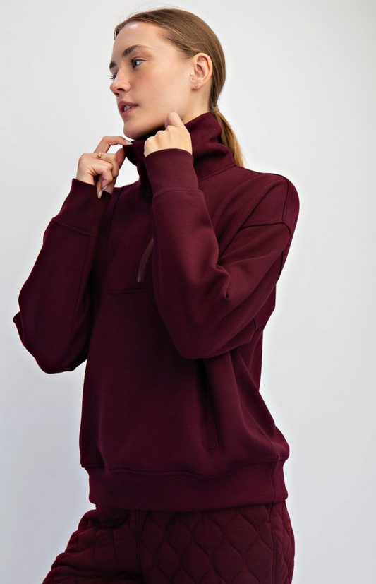 Butter Soft Quarter Zip: Dark Cherry
