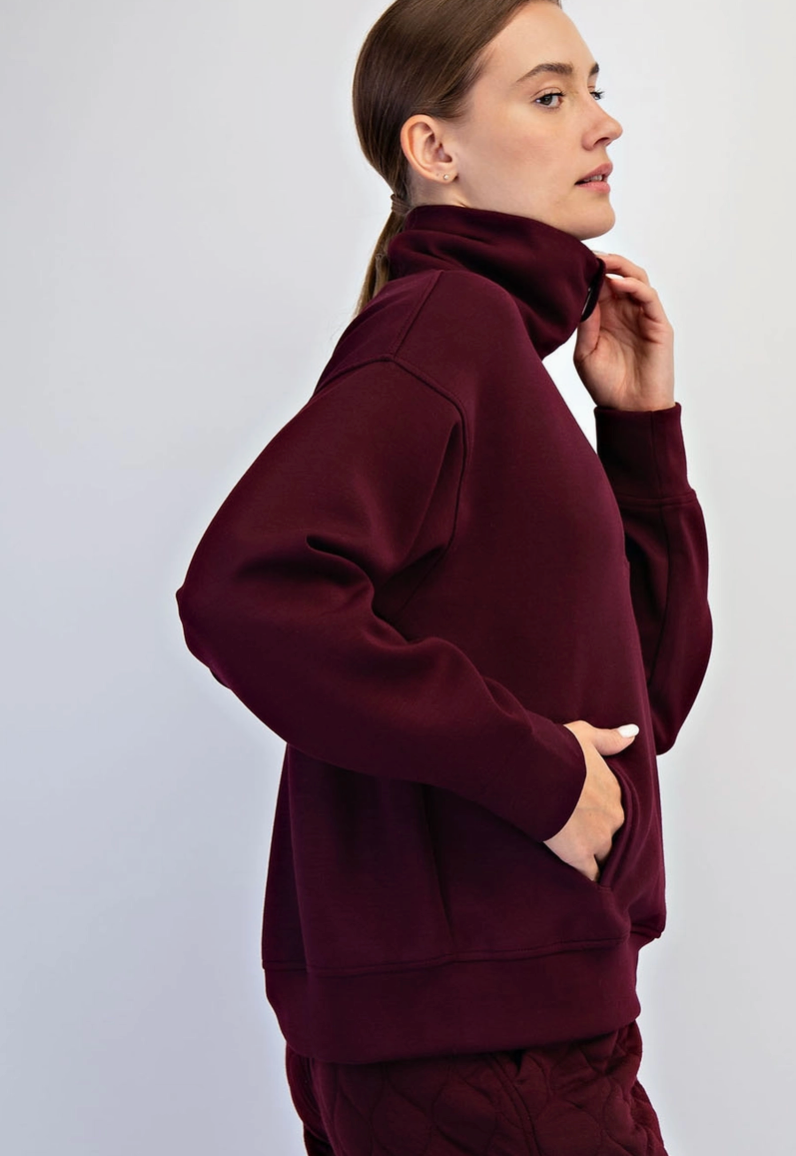Butter Soft Quarter Zip: Dark Cherry