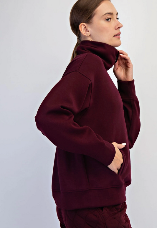 Butter Soft Quarter Zip: Dark Cherry