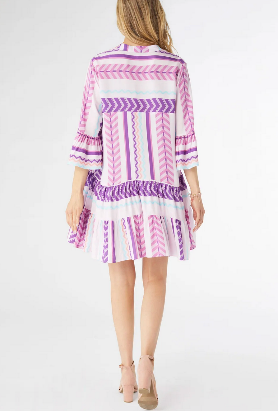 Milena Ruffle Sleeve Tunic Dress