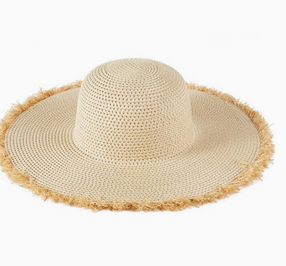 Frayed Edge Floppy Straw Hat