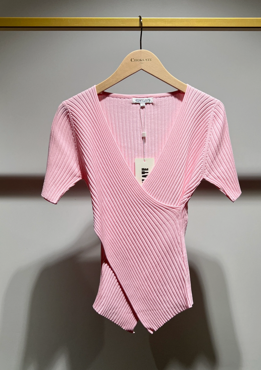 Parisian Ribbed Wrap Top