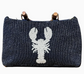 Navy Beaded Purse with White Lobster Design-The Falmouth Bag