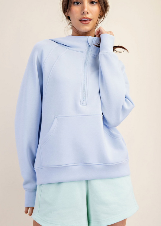 Butter Soft: Quarter zip with Hood: Color Frost