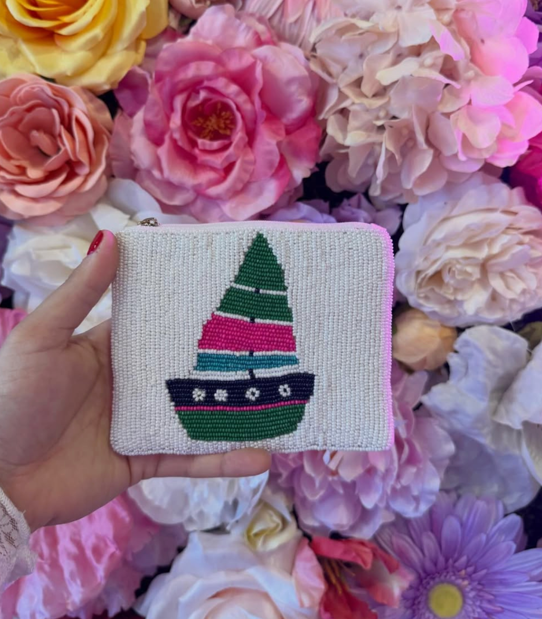 Beaded Cape Sail Boat coin Purse