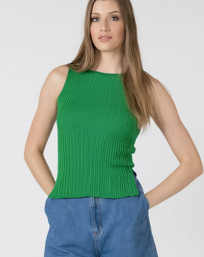 Boatneck Ribbed Sweater Tank