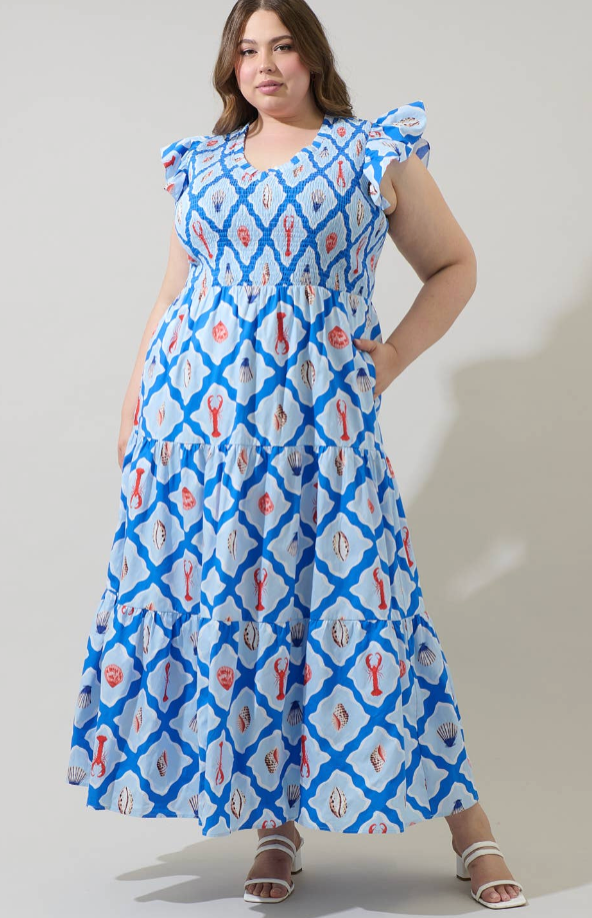 Lobster Bay Sunfire Tiered Midi Dress Pre Order