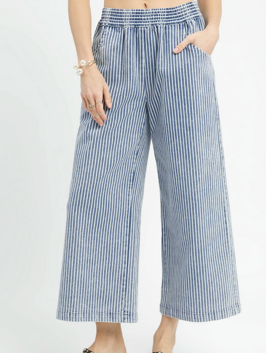 Stripe Wide-Leg Pants: