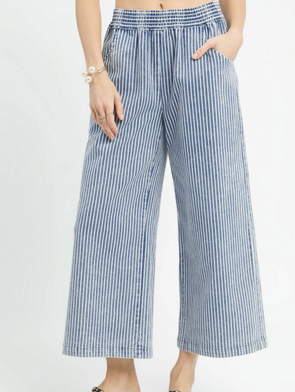 Stripe Wide-Leg Pants: