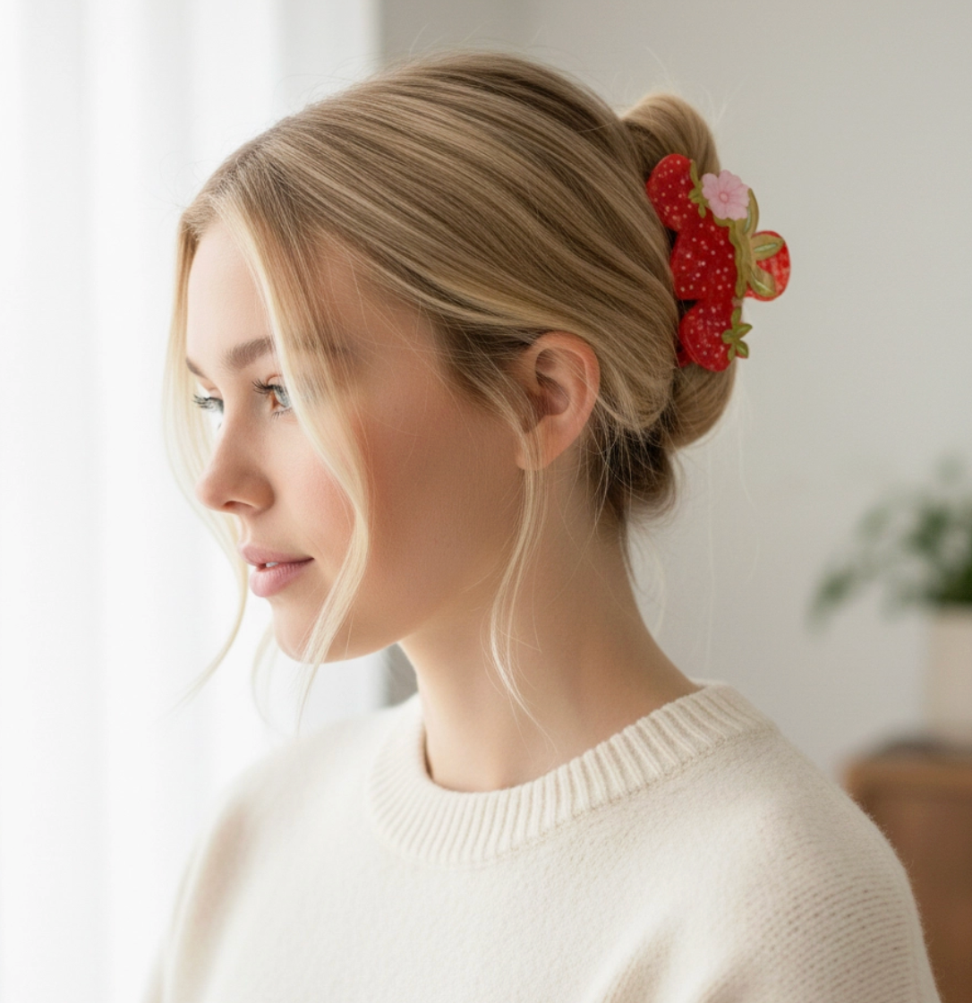 Shape Up Claw Clip-Strawberry Patch