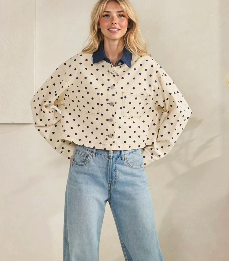 Short Polka Dot Contrast Jacket: Pre Order